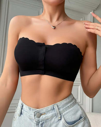 Women's Seamless Strapless Front Buckle Comfort Push Up Bra