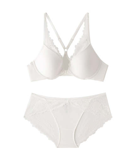 Women's Seamless Front-Clasp Wire-Free Lace Comfort Bra and Panty Set