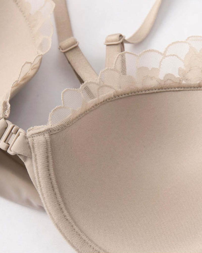 Women's Seamless Front-Clasp Wire-Free Lace Comfort Bra and Panty Set