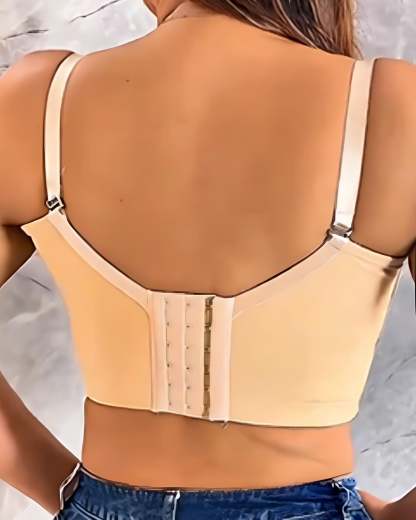 Solid Color Shaping Push-Up Bra With 6-Pin Buckle