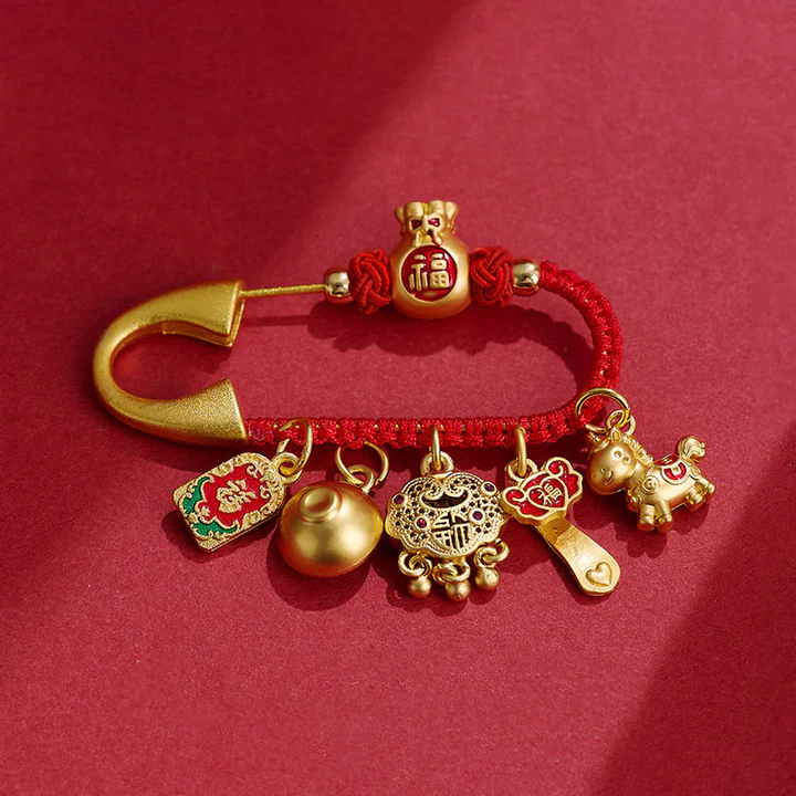 Year of the Horse Lucky Brass Brooch – Peace, Fortune & Instant Wealth Charm