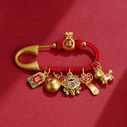 Year of the Horse Lucky Brass Brooch – Peace, Fortune & Instant Wealth Charm