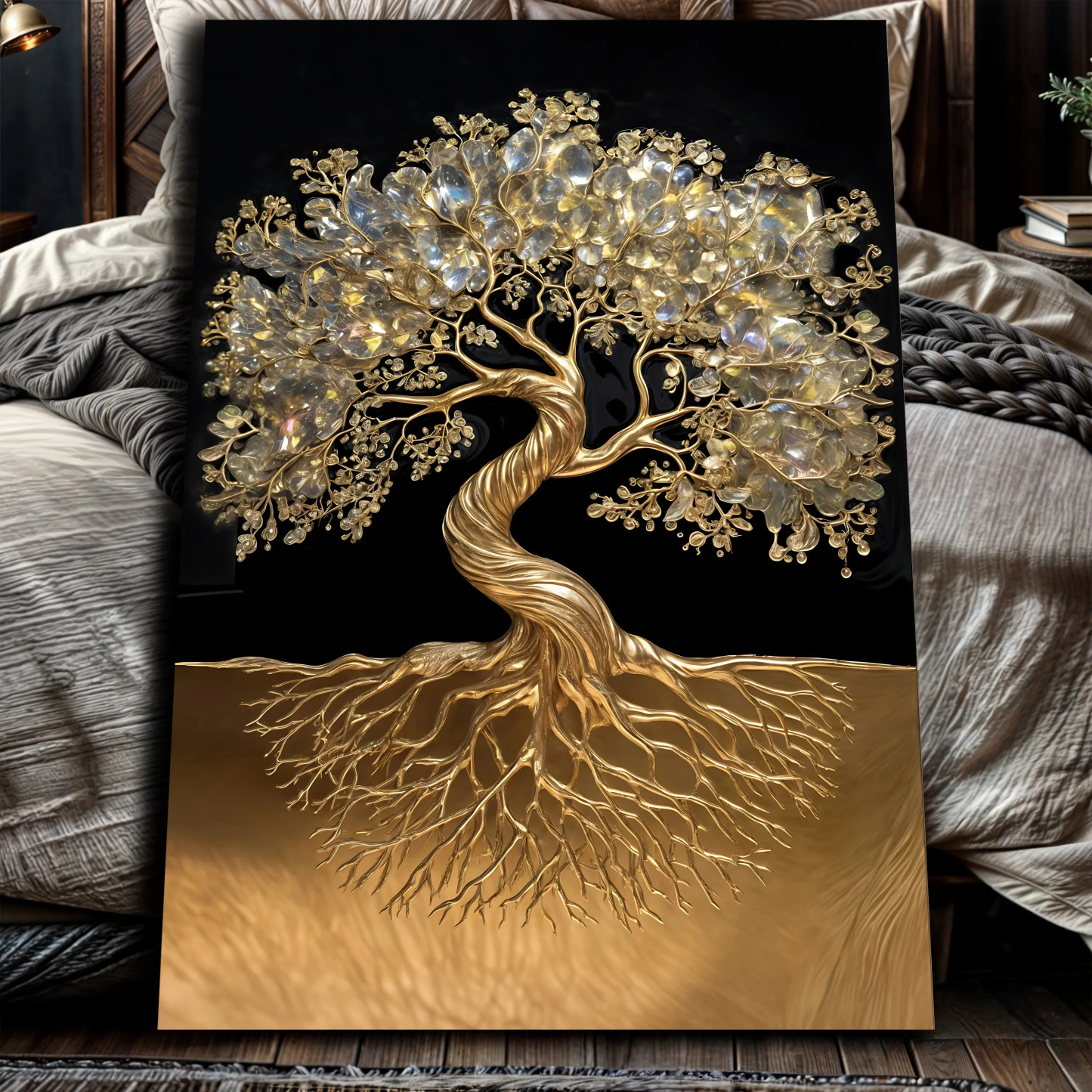 Luxury Golden Tree of Life 3D Textured Canvas Wall Painting