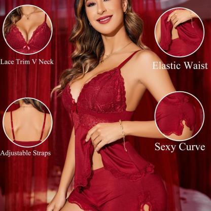 Women's Elegant Camisole Set with Floral Lace Cups & Adjustable Spaghetti Straps Soft Modal Fabric Pajama Set for Holiday & Daily Wear Casual Drawstring Pajamas Set