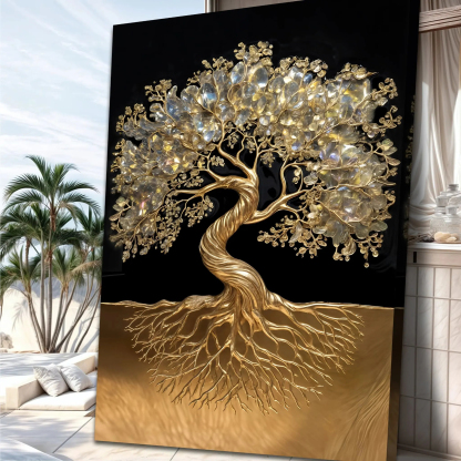 Luxury Golden Tree of Life 3D Textured Canvas Wall Painting