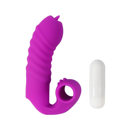 Tongue licking vibrating finger sleeve