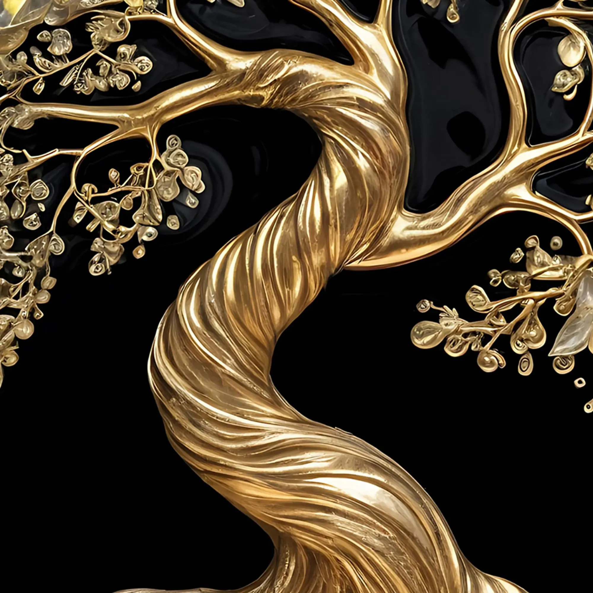 Luxury Golden Tree of Life 3D Textured Canvas Wall Painting