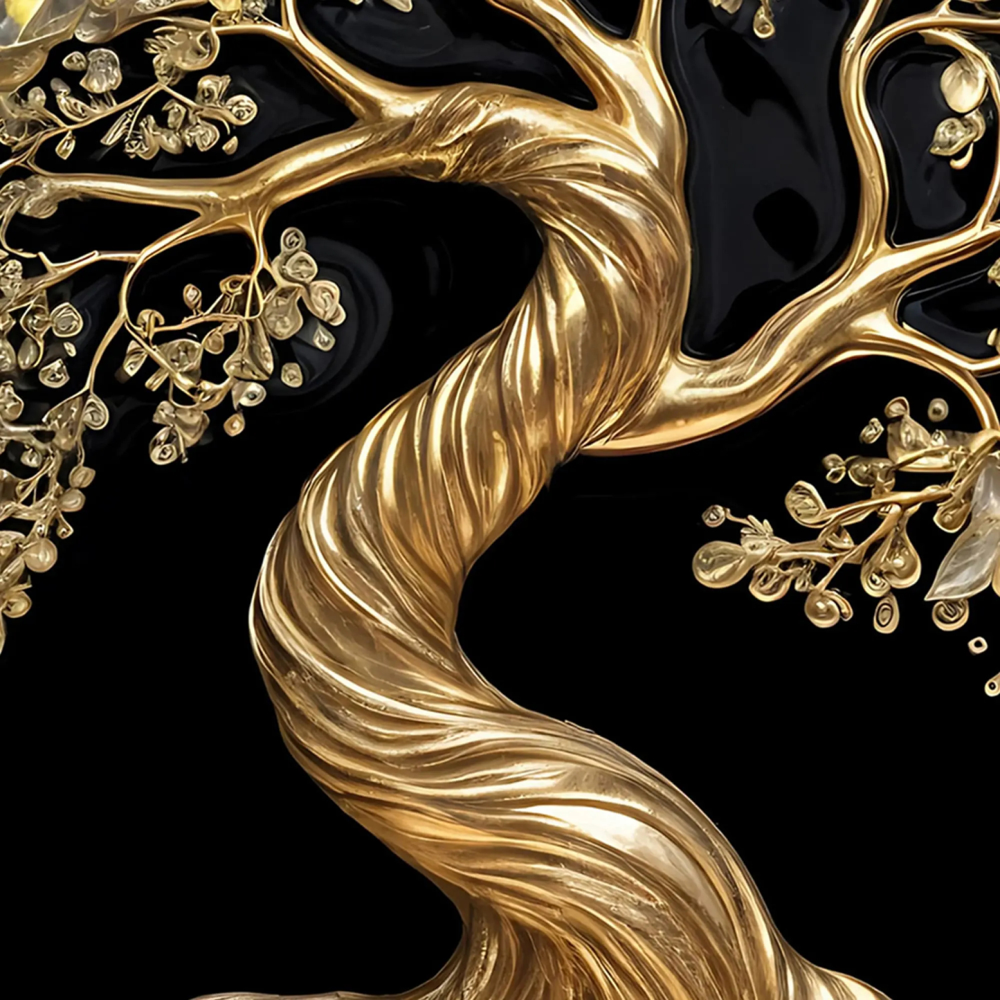 Luxury Golden Tree of Life 3D Textured Canvas Wall Painting