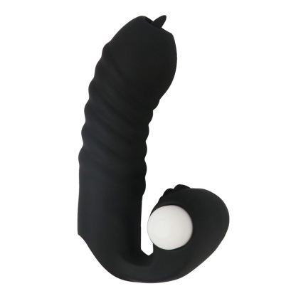 Tongue licking vibrating finger sleeve