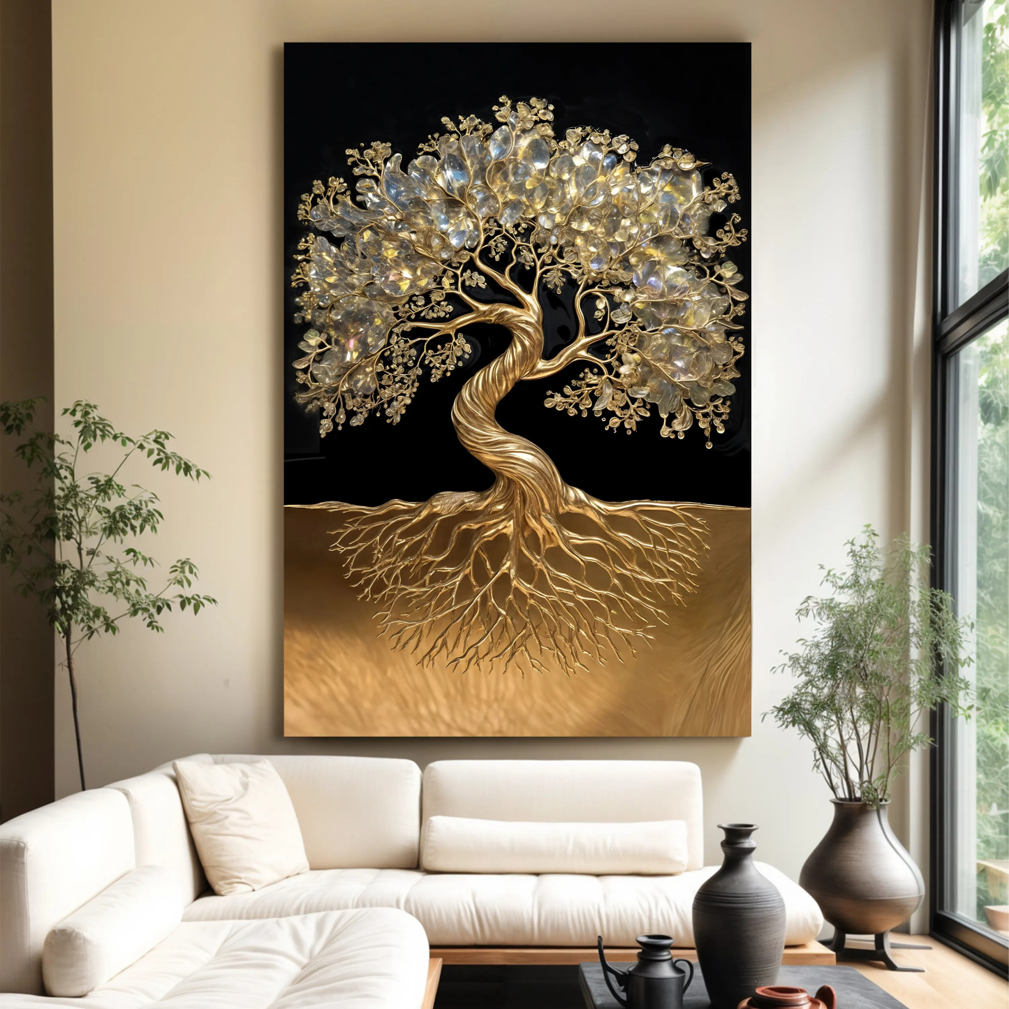 Luxury Golden Tree of Life 3D Textured Canvas Wall Painting