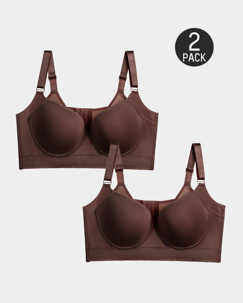Extra Firm High Compression Full Cup Push Up Bra - Brown