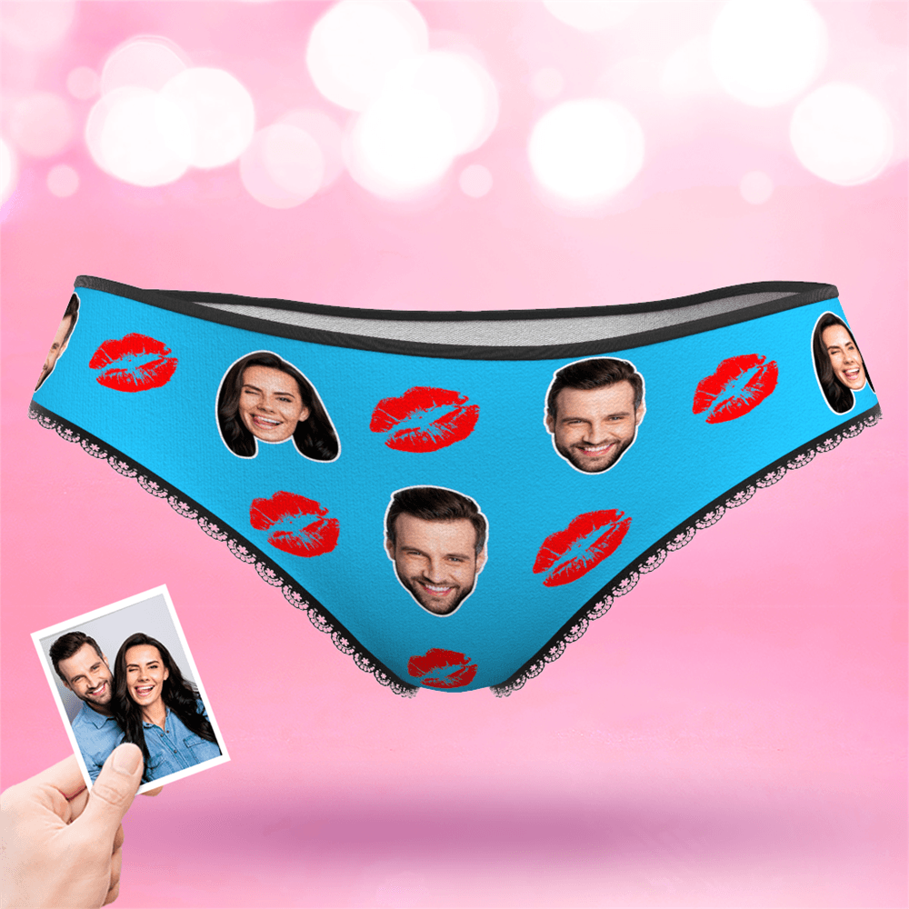 Couple Women's Custom Face Colorful Panties - Kiss