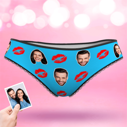 Couple Women's Custom Face Colorful Panties - Kiss
