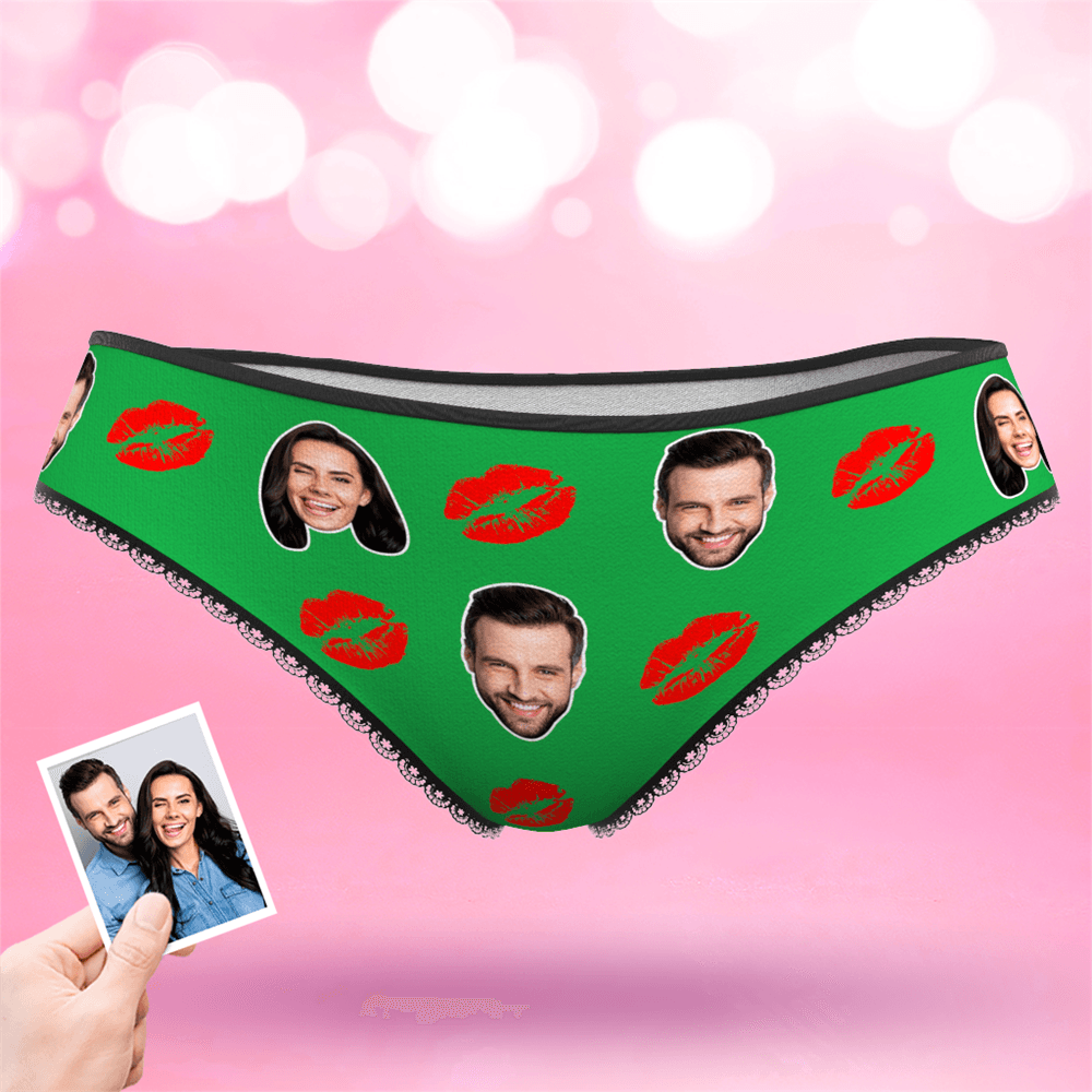 Couple Women's Custom Face Colorful Panties - Kiss