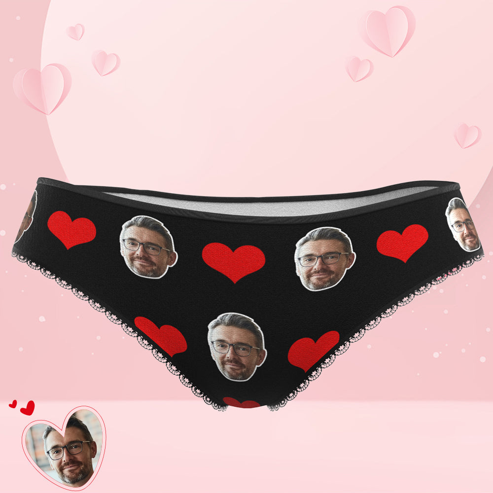 Couple Women's Custom Face Heart Panties