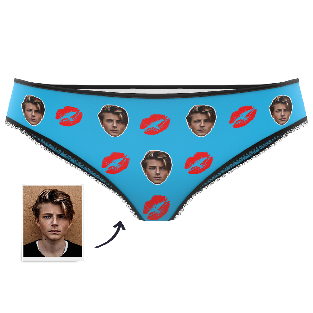 Couple Women's Custom Face Colorful Panties - Kiss