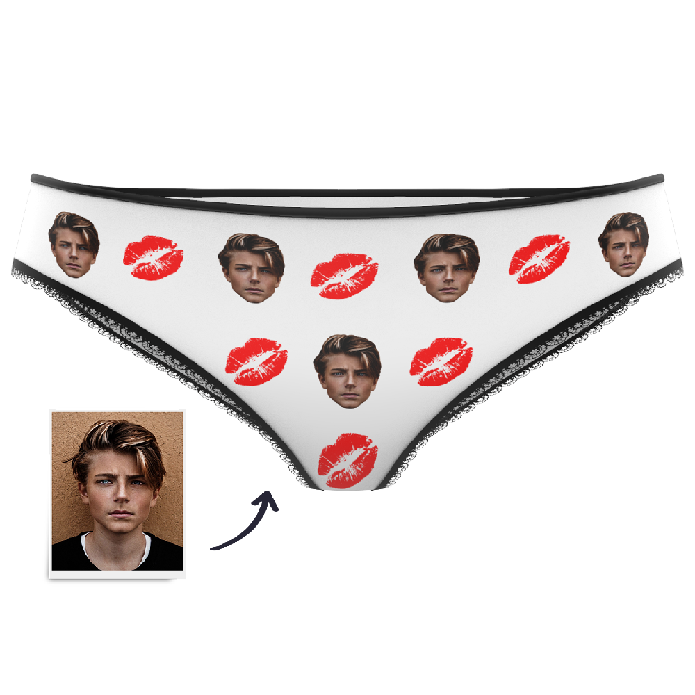 Couple Women's Custom Face Colorful Panties - Kiss