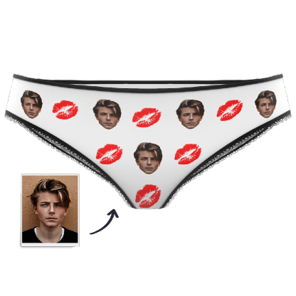 Couple Women's Custom Face Colorful Panties - Kiss