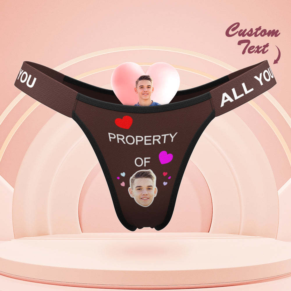 Custom Face Panties Property of You Personalized Waistband Engraved Thong Gift for Her