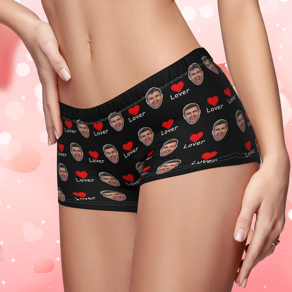 Custom Face Women's Boy Short Boyfriend Face Love Underwear Gifts For Her