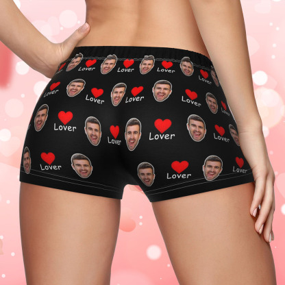 Custom Face Women's Boy Short Boyfriend Face Love Underwear Gifts For Her