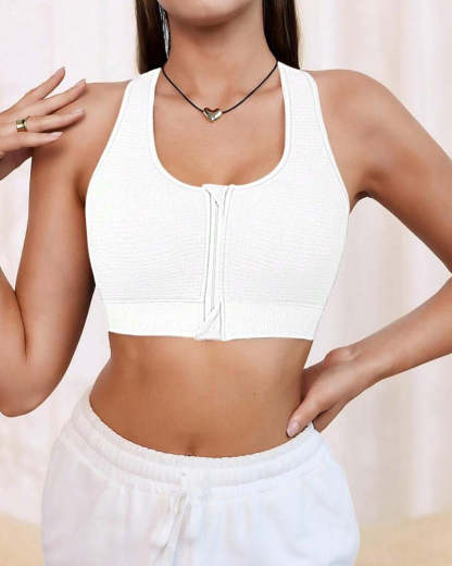 Women's Zipper Padded Seamless Elastic Sports Bra