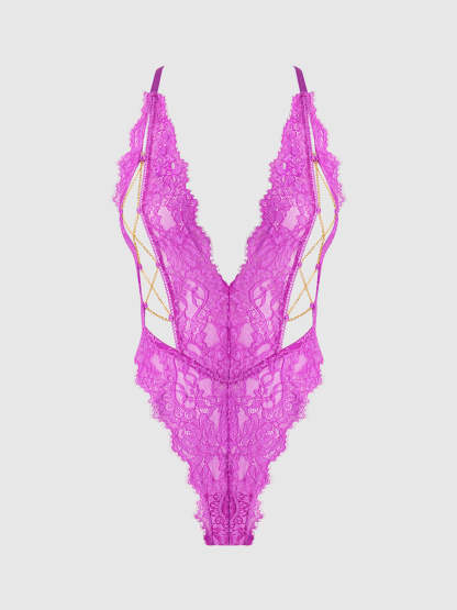 Sexy Low-Cut Contrast Bow Garter Lingerie Set