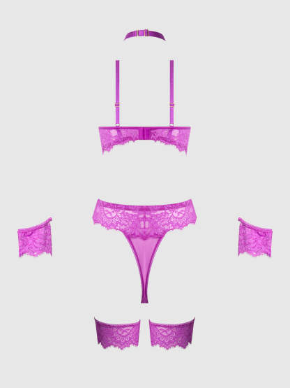 Chic Contrasting Bow Lace-Up Mesh Garter Dress Se