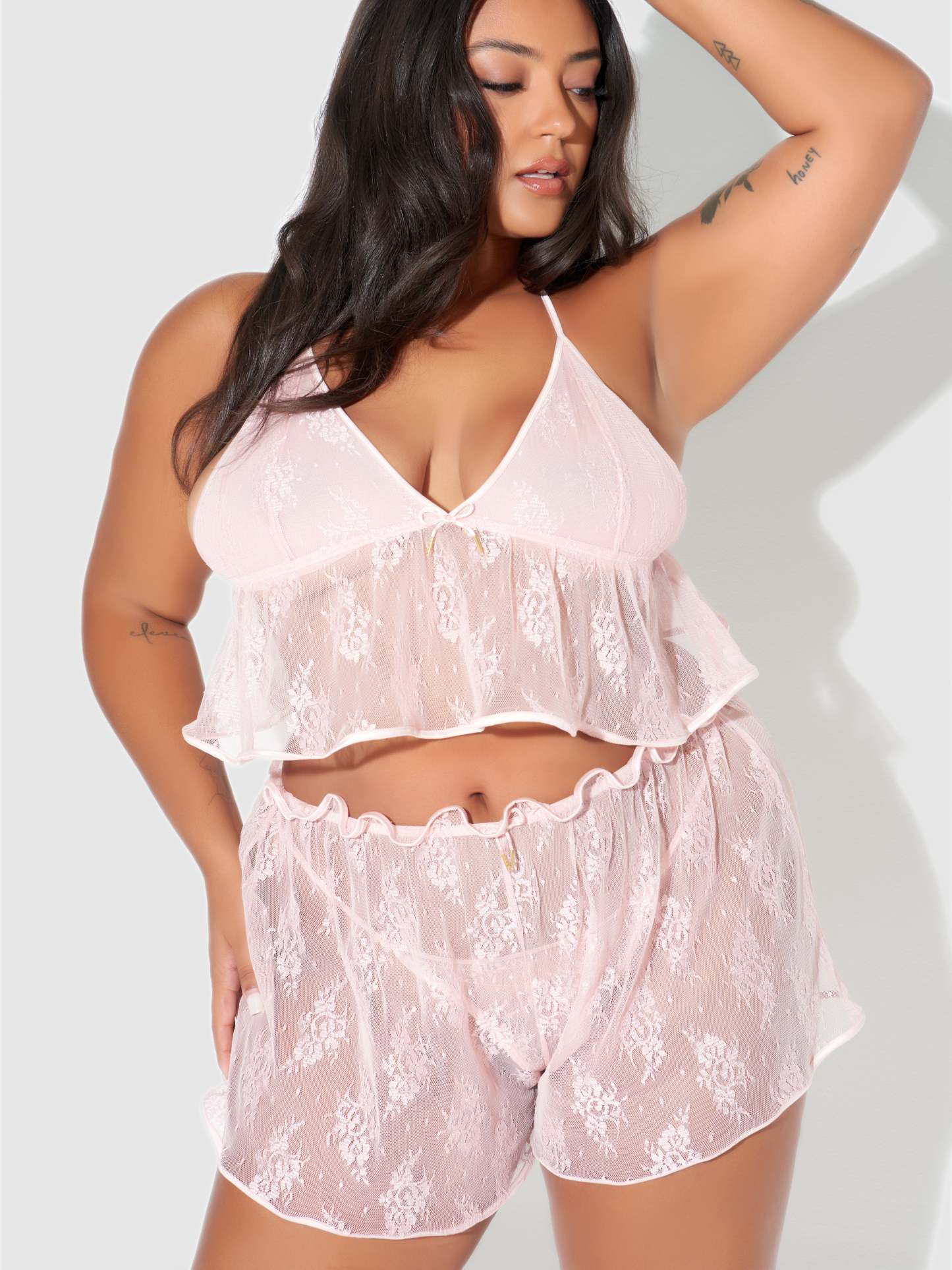 Rosalind Lace & Satin Trimmed Sleep Cami & Shortie