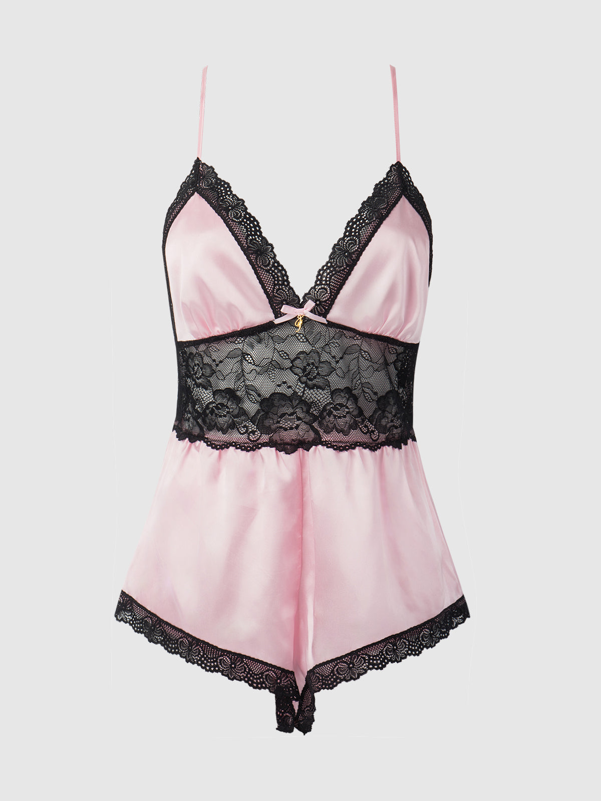 Elisa Satin & Lace Racerback Sleep Romper