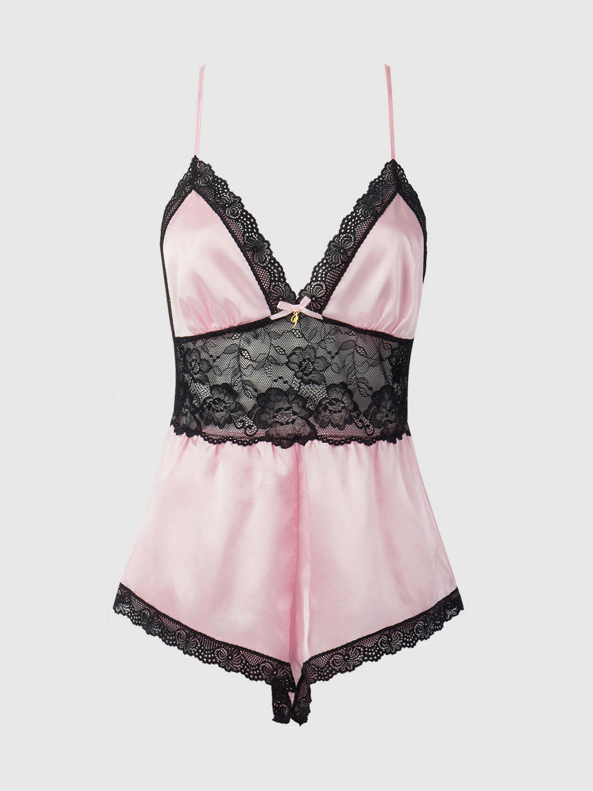 Elisa Satin & Lace Racerback Sleep Romper