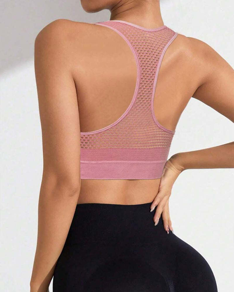 Women's Zipper Padded Seamless Elastic Sports Bra