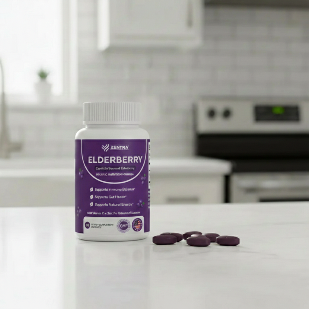 Holistic Zentra Elderberry with Vitamin C and Zinc Dietary Supplement