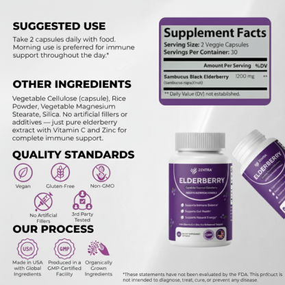 Holistic Zentra Elderberry with Vitamin C and Zinc Dietary Supplement