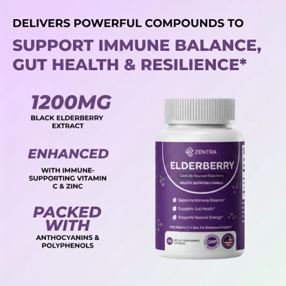 Holistic Zentra Elderberry with Vitamin C and Zinc Dietary Supplement