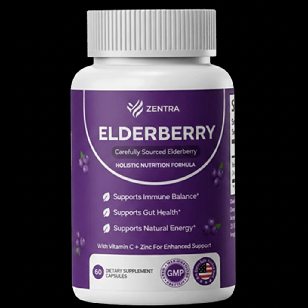 Holistic Zentra Elderberry with Vitamin C and Zinc Dietary Supplement