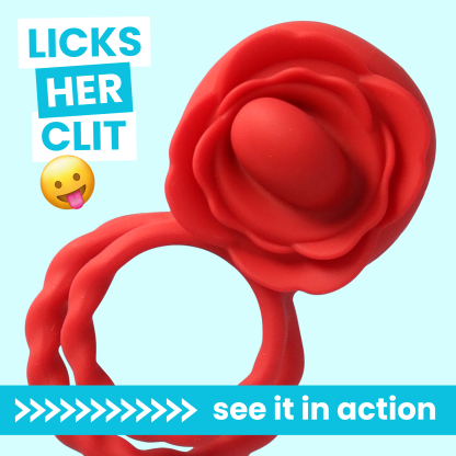 Twirling Tongue Flower Silicone C-Ring - Give Her Oral During Sex While Staying Rock Hard!