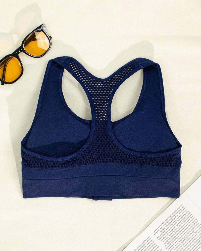 Women's Zipper Padded Seamless Elastic Sports Bra