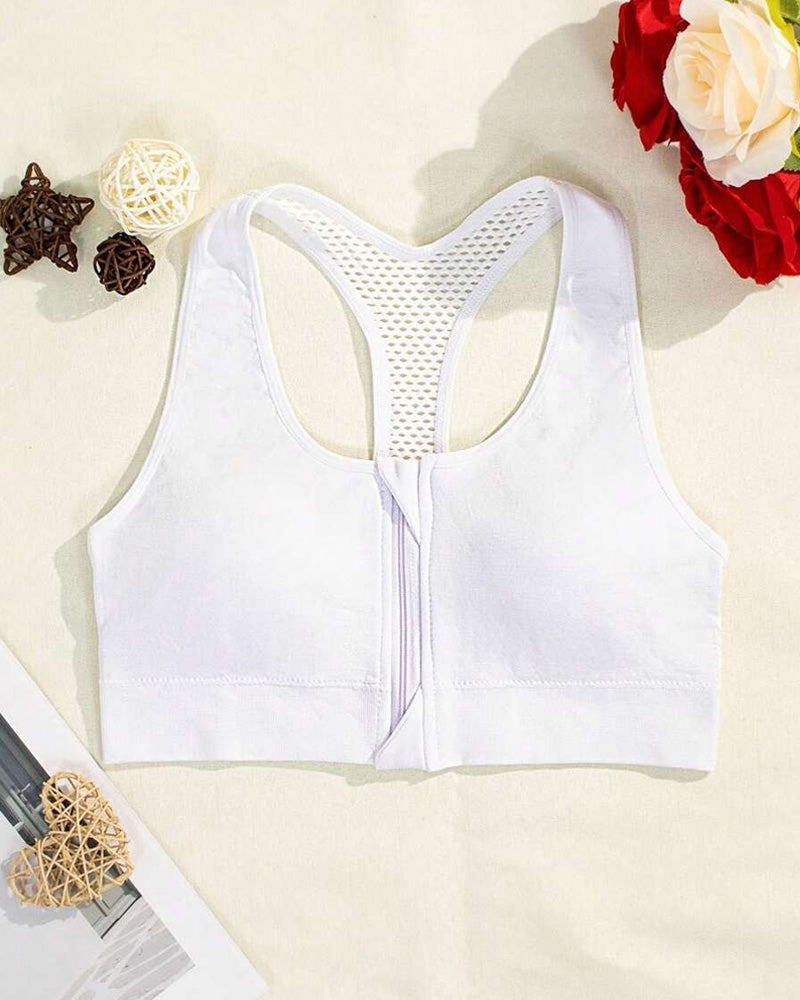 Women's Zipper Padded Seamless Elastic Sports Bra