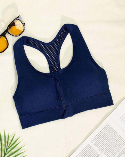 Women's Zipper Padded Seamless Elastic Sports Bra