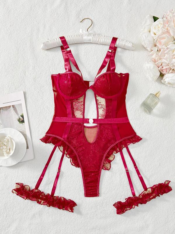 Christmas Sexy Embroidered Lingerie Set, High-Quality Comfortable Transparent Bra, Slim-Fit Adjustable Straps, All Seasons Wear, Lace Lingerie Set