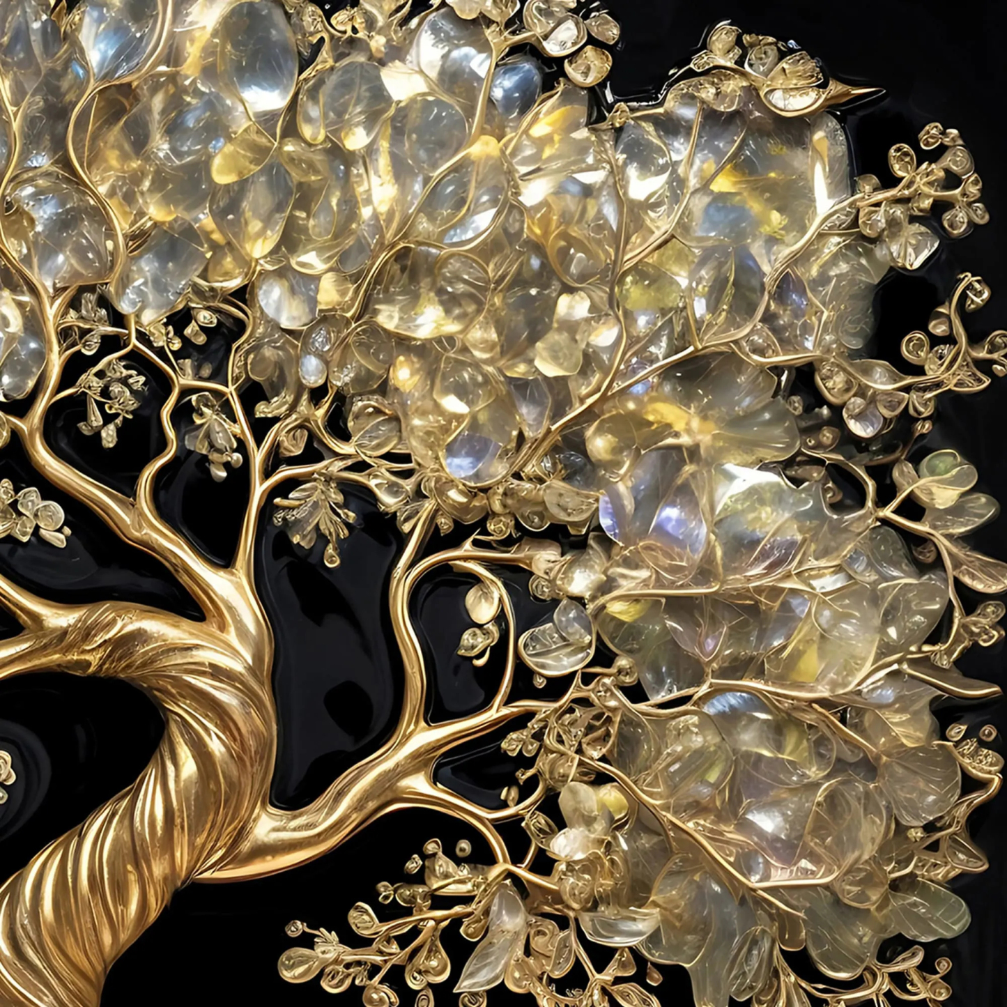 Luxury Golden Tree of Life 3D Textured Canvas Wall Painting