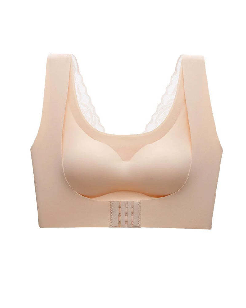 Women's Seamless Push-Up Front Button Back Lace Bra