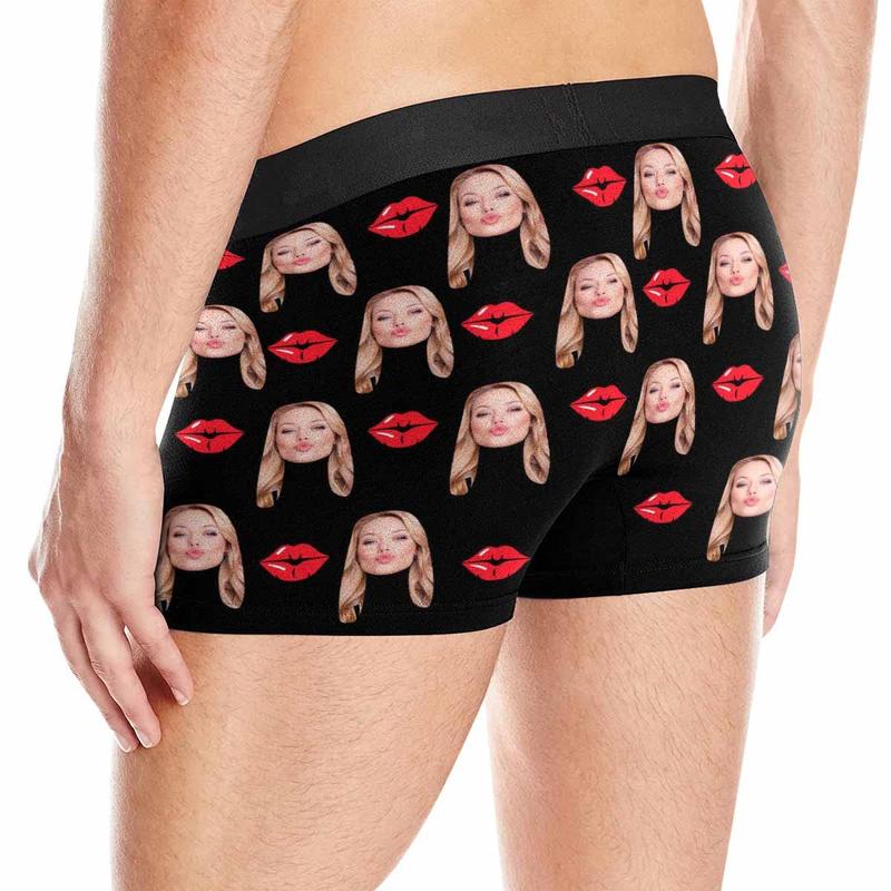 Custom Face Mens Boxer Briefs Personalized Underwear with Photo Picture Customized Boxers Gifts for Boyfriend Husband Him, 01