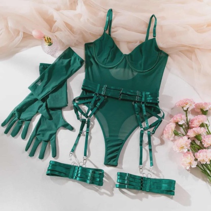 INTIMATES BACKLESS WITH GARTER &THONG LINGERIE SET 