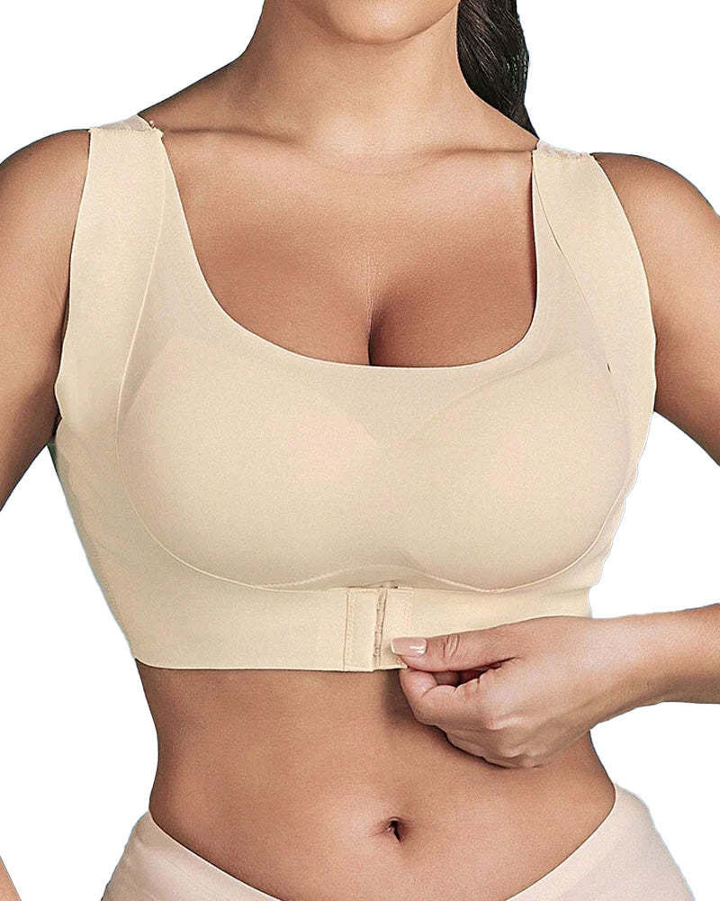 Women's Seamless Push-Up Front Button Back Lace Bra