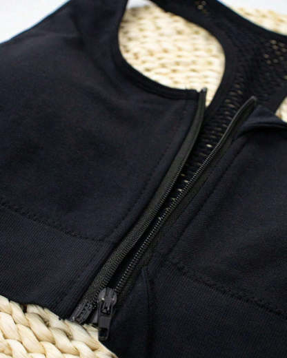 Women's Zipper Padded Seamless Elastic Sports Bra