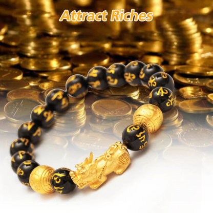 Black Obsidian Pixiu Bracelet for Prosperity & Protection
