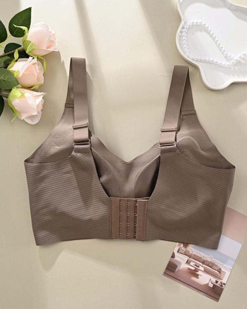 Solid Color Four Rows Adjustable Wireless Women's Bra
