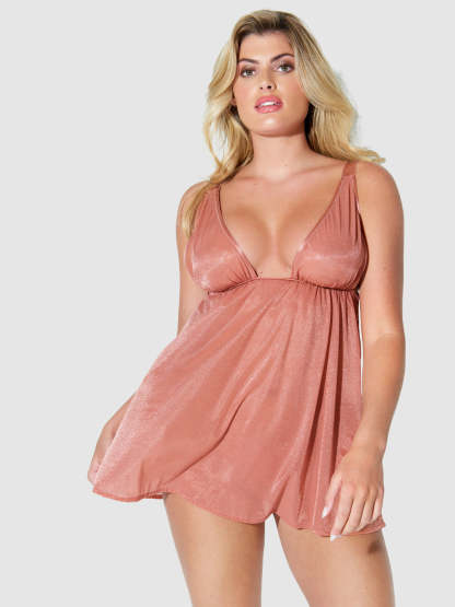 Playful Contrast Bow Adjustable Strap Lingerie Dress Set